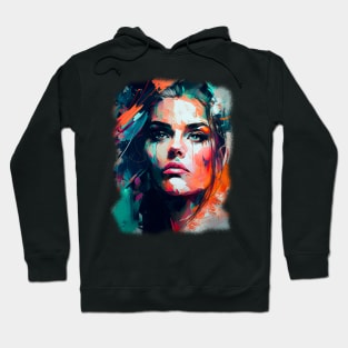 Beautiful Abstract Acrylic painting of a girl, Print Art Hoodie